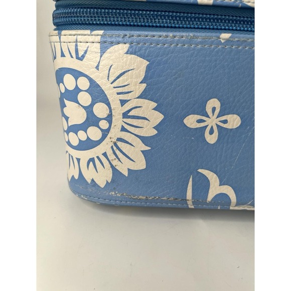 ROXY Make-Up Case Hawaiian Floral Blue Vintage Large READ - Picture 4 of 16